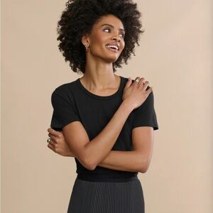 Jenni Kayne Medium Black Cotton Slim Tee Shirt